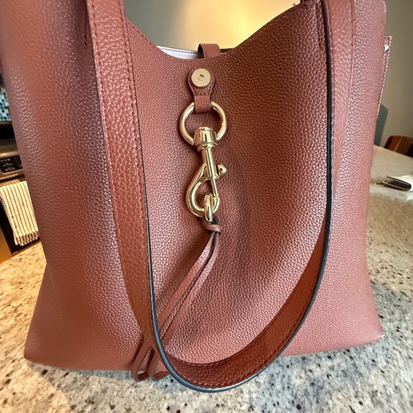 Rebecca Minkoff Brown Gold Shoulder Bag with Structured Design - Picture 2 of 5